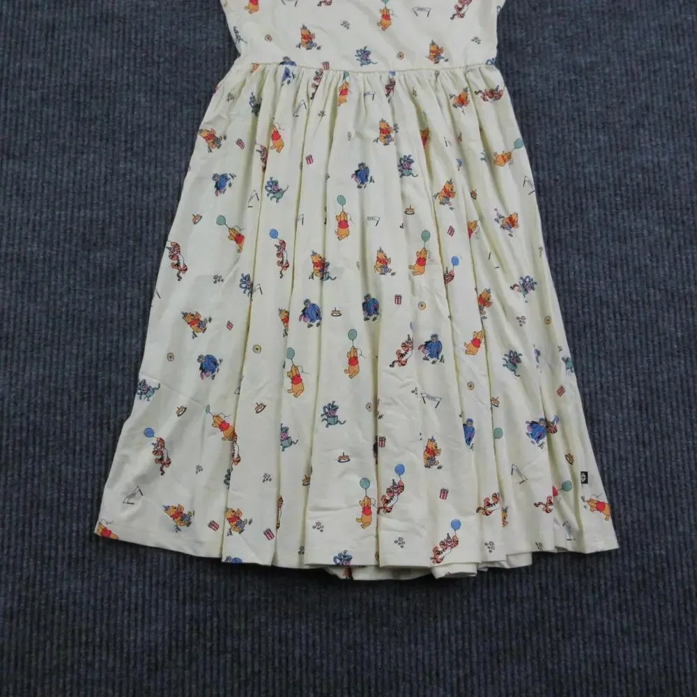 Disney Kyte Dress Girls 10 Yellow Winnie The Pooh Fit & Flare Short Sleeve NWT